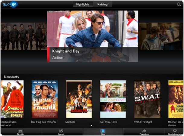 Sky Go für das iPad: Die Auswahl an Spielfilmen in Sky Go ist umfangreich und bietet neben aktuellen Kino-Blockbustern auch Film-Klassiker für jeden Geschmack