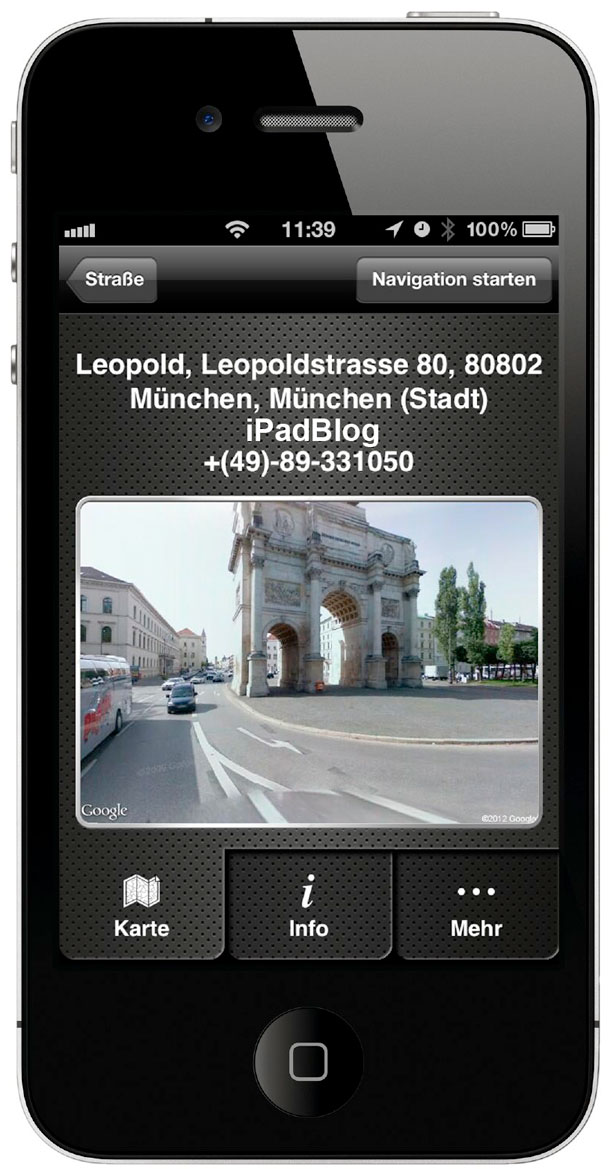 Feature in der App: NAVIGON_iPhone-2.1 mit GoogleStreetView