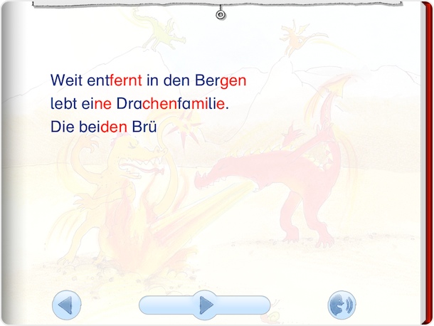 Screenshot: Der kleine Drache Text teilweise silbiert