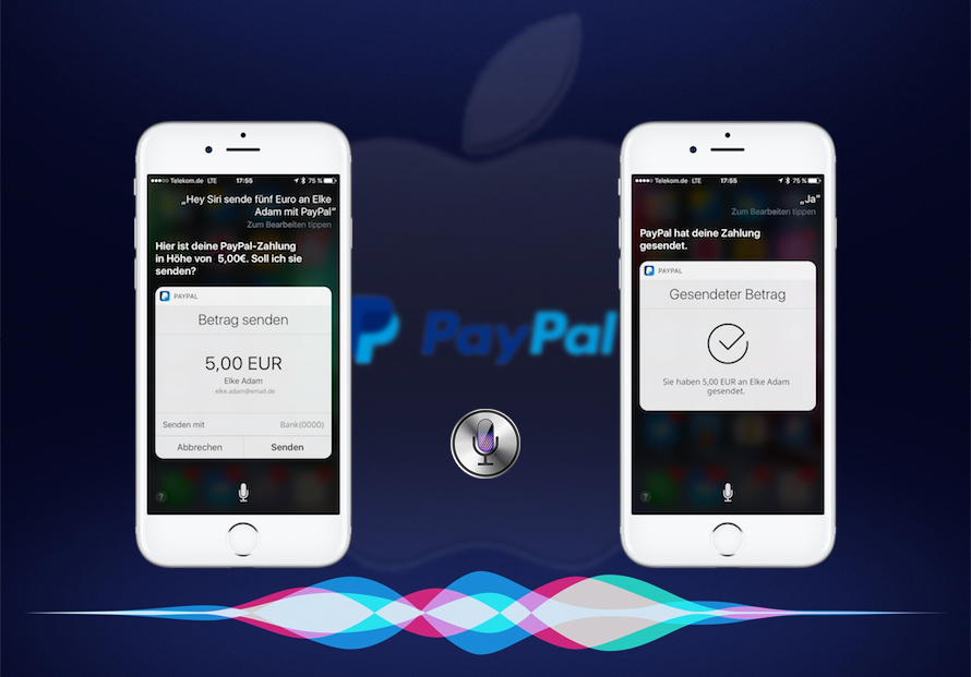 Bezahlen mit PayPal durch Siri Sprachsteuerung Beitragsbild