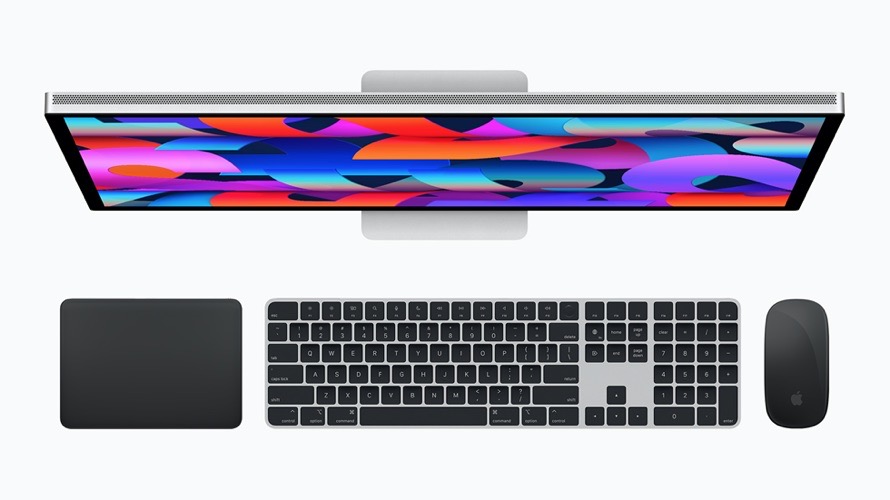 Magic Keyboard mit Touch ID, Magic Trackpad und Magic Mouse sind jetzt auch in einer silber-schwarzen Farboption erhältlich, die perfekt zum Design des Studio Displays passt
