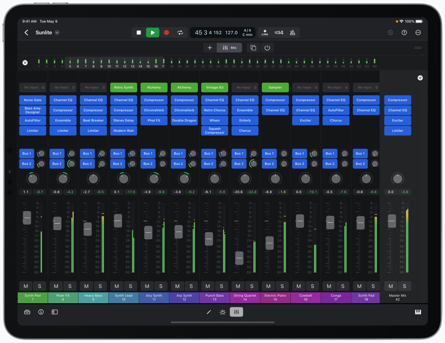 Ein vollwertiger Mixer gibt den Nutzern alles, was sie brauchen, um einen professionellen Mix komplett auf dem iPad zu erstellen
