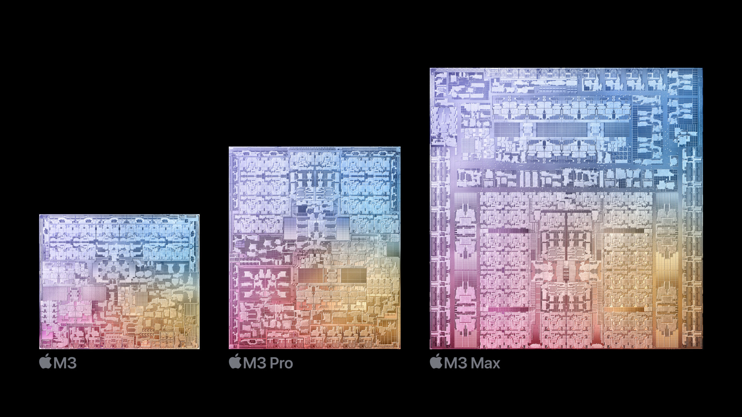Die M3 Chip Familie ist mit der branchenführenden 3 Nanometer Prozesstechnologie gebaut und setzt das gewaltige Innovationstempo bei den Apple Chips fort