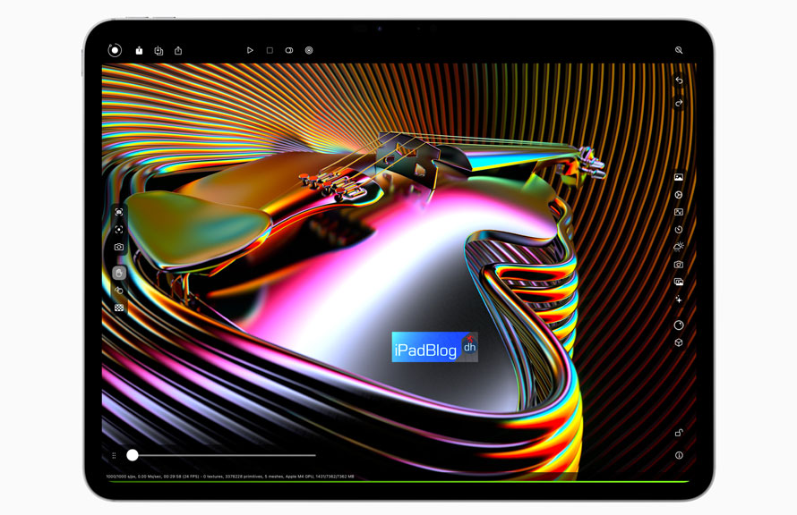 Die Pro Rendering Performance in Apps wie Octane wird durch den M4 deutlich gesteigert und ist jetzt bis zu viermal schneller als beim iPad Pro mit M2.
